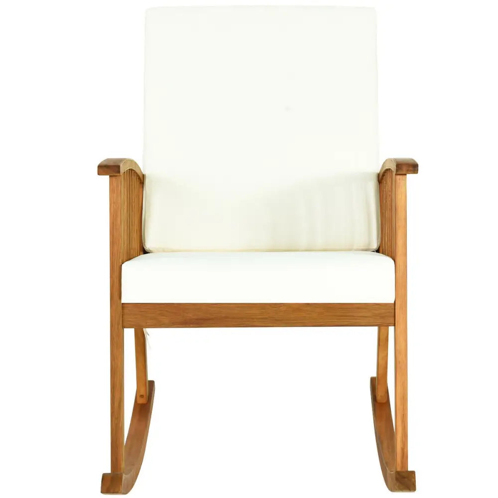 Outdoor Acacia Garden Wood Rocking Chair - Natural - Patio Rocking Chairs & Gliders