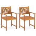 Outdoor Acacia Wood Dining Chairs-Set of 2 - Patio Dining Chairs