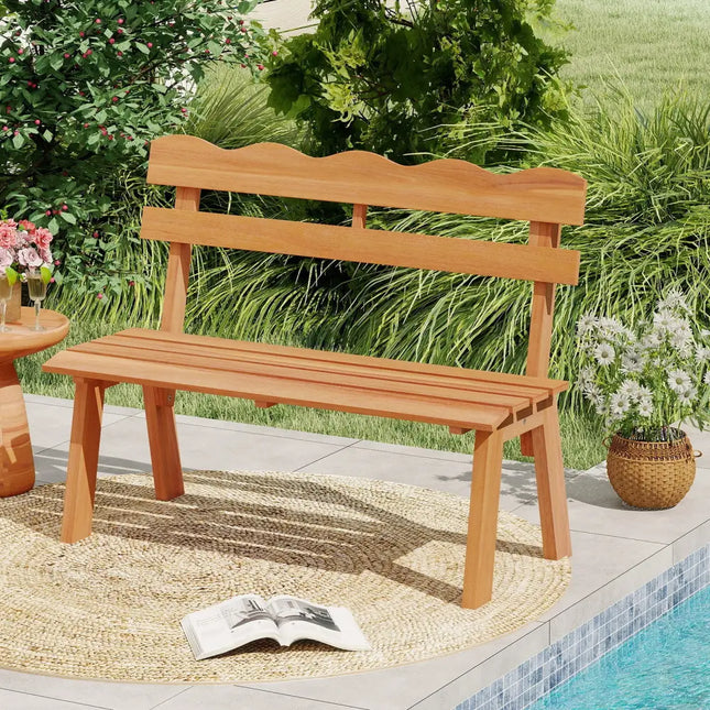 Outdoor Acacia Wood Garden Bench with 800 lbs Weight Capacity - Outdoor Benches