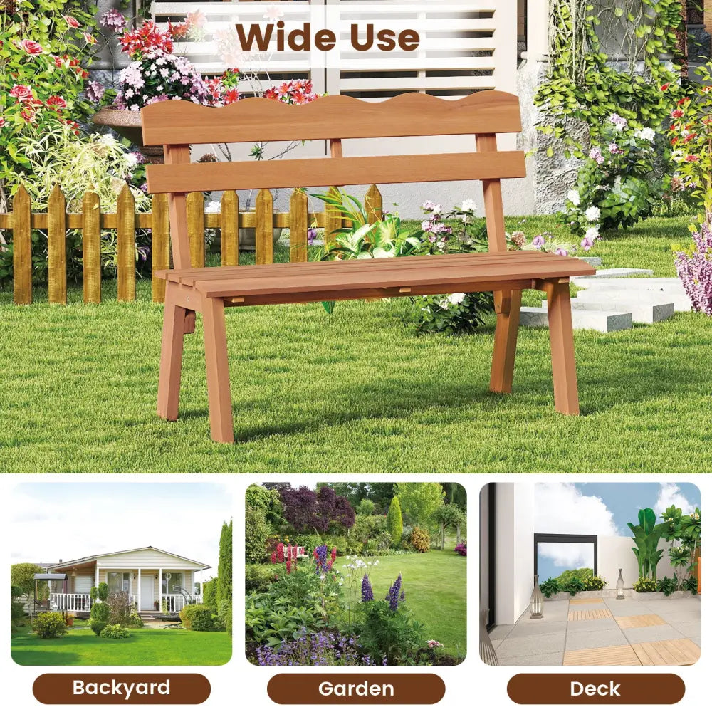 Outdoor Acacia Wood Garden Bench with 800 lbs Weight Capacity - Outdoor Benches