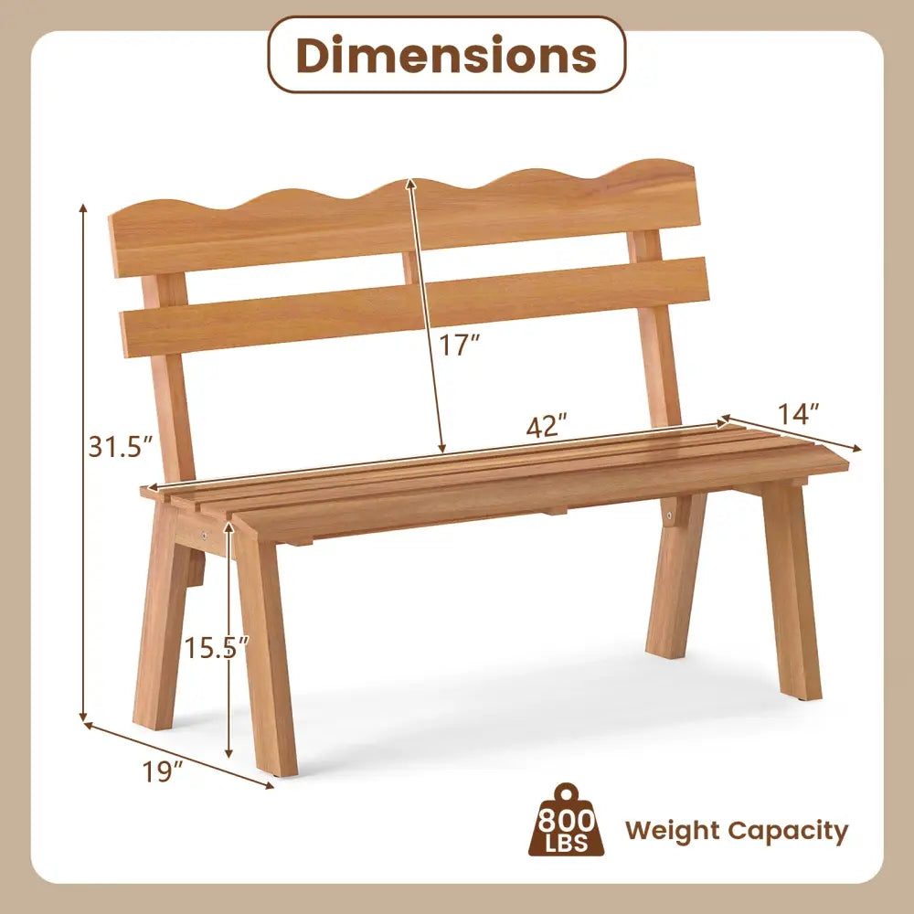 Outdoor Acacia Wood Garden Bench with 800 lbs Weight Capacity - Outdoor Benches