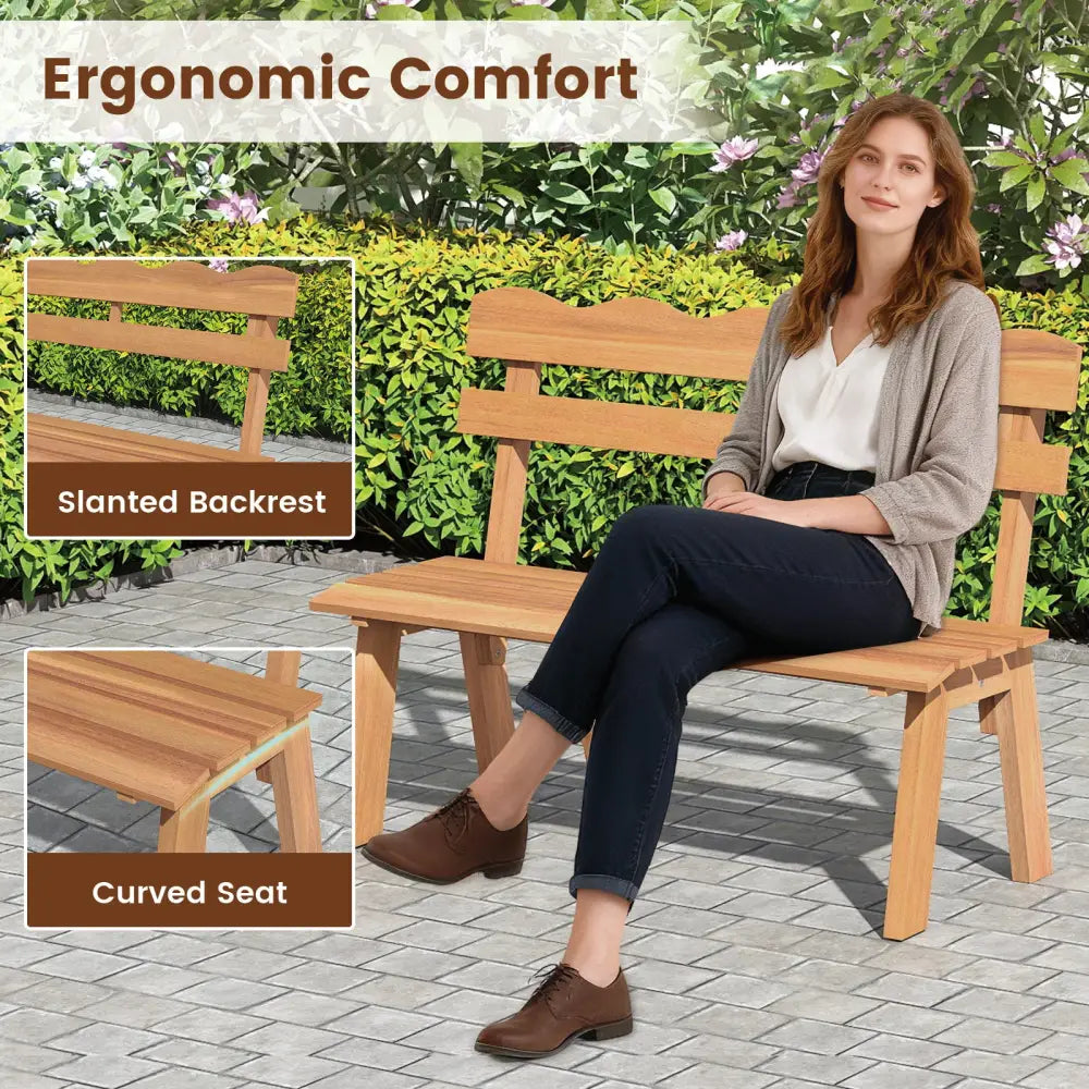 Outdoor Acacia Wood Garden Bench with 800 lbs Weight Capacity - Outdoor Benches
