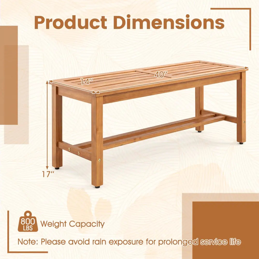 Outdoor Acacia Wood Patio Bench for 2 with Slatted Seat-2 Pieces - Outdoor Benches
