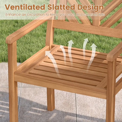 Outdoor Acacia Wood Patio Dining Chairs Garden Seating Chairs with 400 lbs Capacity-Set of 4 - Patio Dining Chairs