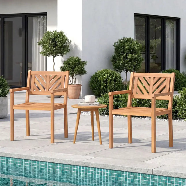 Outdoor Acacia Wood Patio Dining Chairs Garden Seating Chairs with 400 lbs Capacity-Set of 4 - Patio Dining Chairs