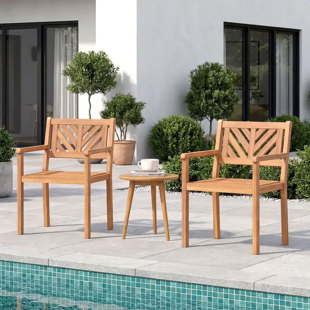 Outdoor Acacia Wood Patio Dining Chairs Garden Seating Chairs with 400 lbs Capacity-Set of 4 - Patio Dining Chairs