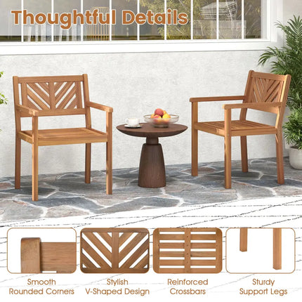 Outdoor Acacia Wood Patio Dining Chairs Garden Seating Chairs with 400 lbs Capacity-Set of 4 - Patio Dining Chairs