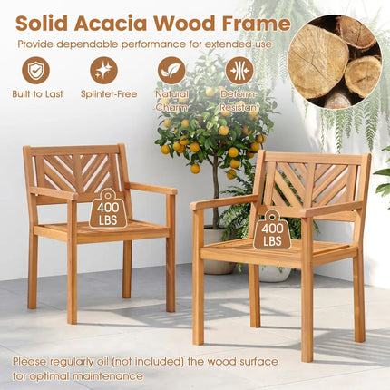 Outdoor Acacia Wood Patio Dining Chairs Garden Seating Chairs with 400 lbs Capacity-Set of 4 - Patio Dining Chairs