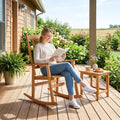 Outdoor Acacia Wood Rocking Chair with High Back and Armrests for Patio-Natural - Natural - Patio Rocking Chairs &