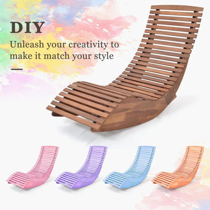 Outdoor Acacia Wood Rocking Chair with Widened Slatted Seat and High Back - Natural - Patio Rocking Chairs & Gliders