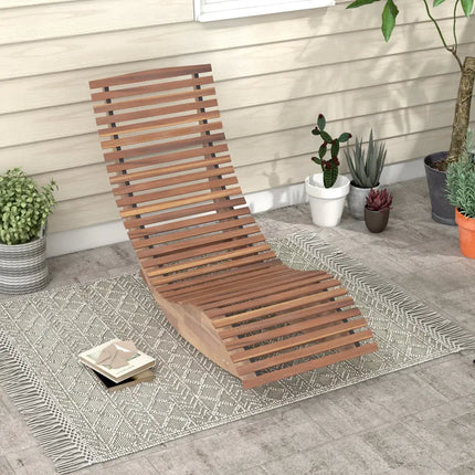 Outdoor Acacia Wood Rocking Chair with Widened Slatted Seat and High Back - Natural - Patio Rocking Chairs & Gliders
