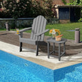 Outdoor Adirondack Chair with Built-in Cup Holder for Backyard Porch-Gray - Gray - Adirondack Chairs