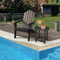 Outdoor Adirondack Chair with Built-in Cup Holder for Backyard Porch-Black - Black - Adirondack Chairs