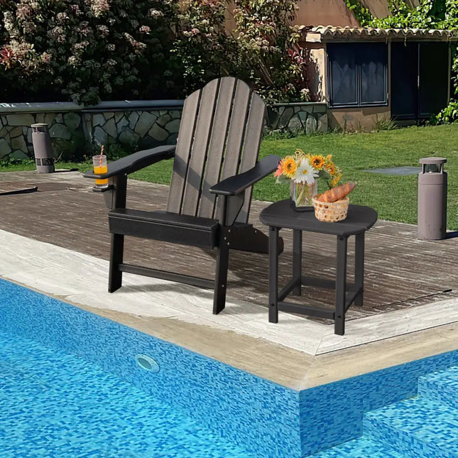 Outdoor Adirondack Chair with Built-in Cup Holder for Backyard Porch-Black - Black - Adirondack Chairs