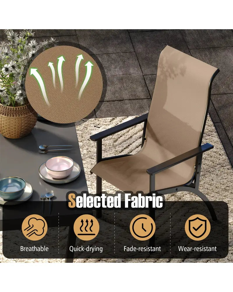 Outdoor Adirondack Chair with High Back and Metal Frame for Porch Garden-Coffee - Coffee - Adirondack Chairs