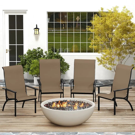 Outdoor Adirondack Chair with High Back and Metal Frame for Porch Garden-Coffee - Coffee - Adirondack Chairs