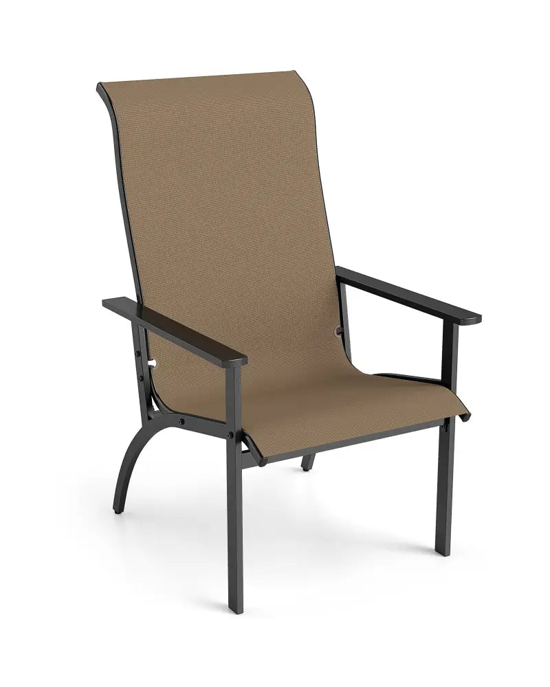 Outdoor Adirondack Chair with High Back and Metal Frame for Porch Garden-Coffee - Coffee - Adirondack Chairs