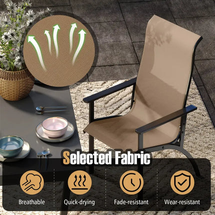 Outdoor Adirondack Chair with High Back and Metal Frame for Porch Garden-Coffee - Coffee - Adirondack Chairs