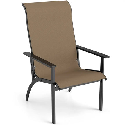 Outdoor Adirondack Chair with High Back and Metal Frame for Porch Garden-Coffee - Coffee - Adirondack Chairs