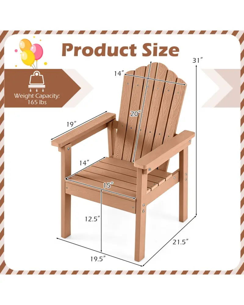 Outdoor Adirondack Chair with High Backrest and Wide Armrests for Deck Poolside-Brown - Brown - Adirondack Chairs