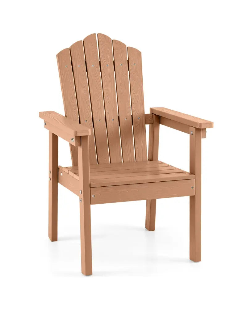 Outdoor Adirondack Chair with High Backrest and Wide Armrests for Deck Poolside-Brown - Brown - Adirondack Chairs