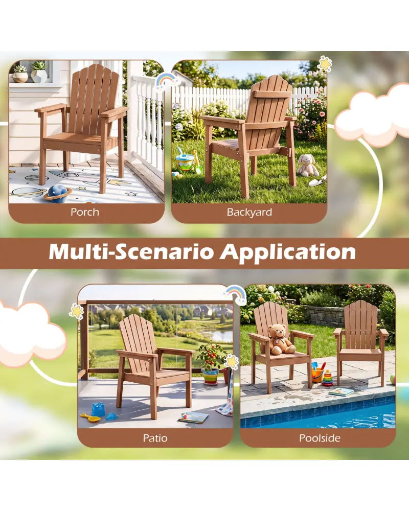 Outdoor Adirondack Chair with High Backrest and Wide Armrests for Deck Poolside-Brown - Brown - Adirondack Chairs