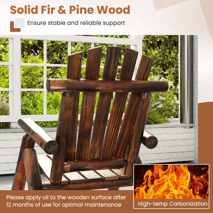 Outdoor Adirondack Rocking Chair for Adults Solid Wood Porch Rocker-Brown - Brown - Adirondack Chairs