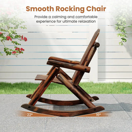 Outdoor Adirondack Rocking Chair for Adults Solid Wood Porch Rocker-Brown - Brown - Adirondack Chairs