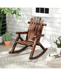 Outdoor Adirondack Rocking Chair for Adults Solid Wood Porch Rocker-Brown - Brown - Adirondack Chairs
