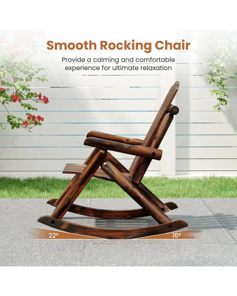 Outdoor Adirondack Rocking Chair for Adults Solid Wood Porch Rocker-Brown - Brown - Adirondack Chairs