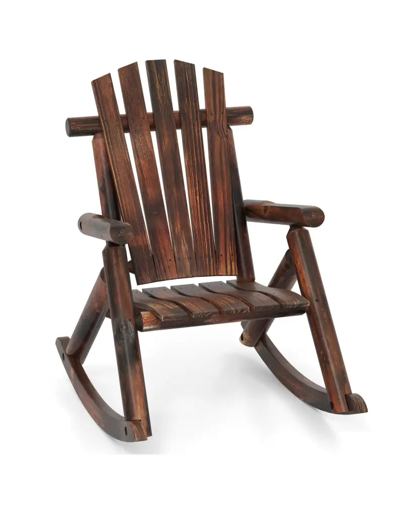 Outdoor Adirondack Rocking Chair for Adults Solid Wood Porch Rocker-Brown - Brown - Adirondack Chairs
