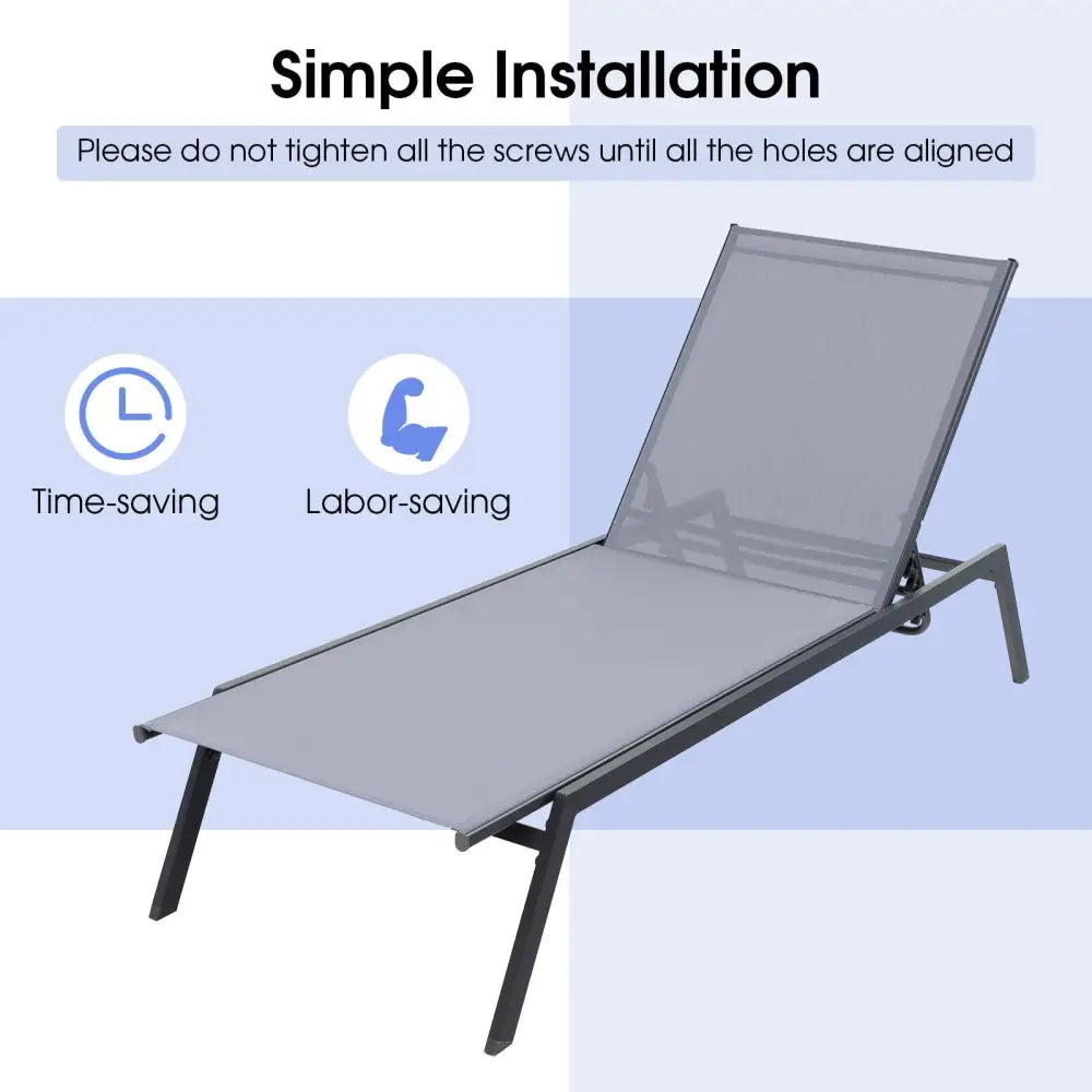 Outdoor Adjustable Chaise Lounge Chair with Lay Flat Position and Quick-Drying Fabric - Multicolor - Outdoor Chaise