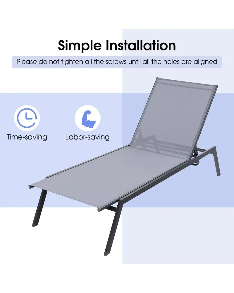 Outdoor Adjustable Chaise Lounge Chair with Lay Flat Position and Quick-Drying Fabric - Multicolor - Outdoor Chaise