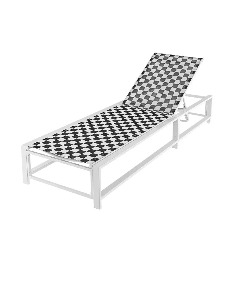 Outdoor Adjustable Patio Chaise Lounge Chair with Wheels and Sturdy Metal Frame - Black & White - Outdoor Chaise Lounges