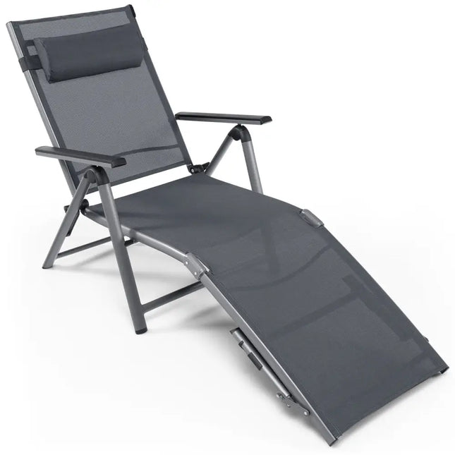 Outdoor Aluminum Chaise Lounge Chair with Quick-Drying Fabric - Gray - Outdoor Chaise Lounges