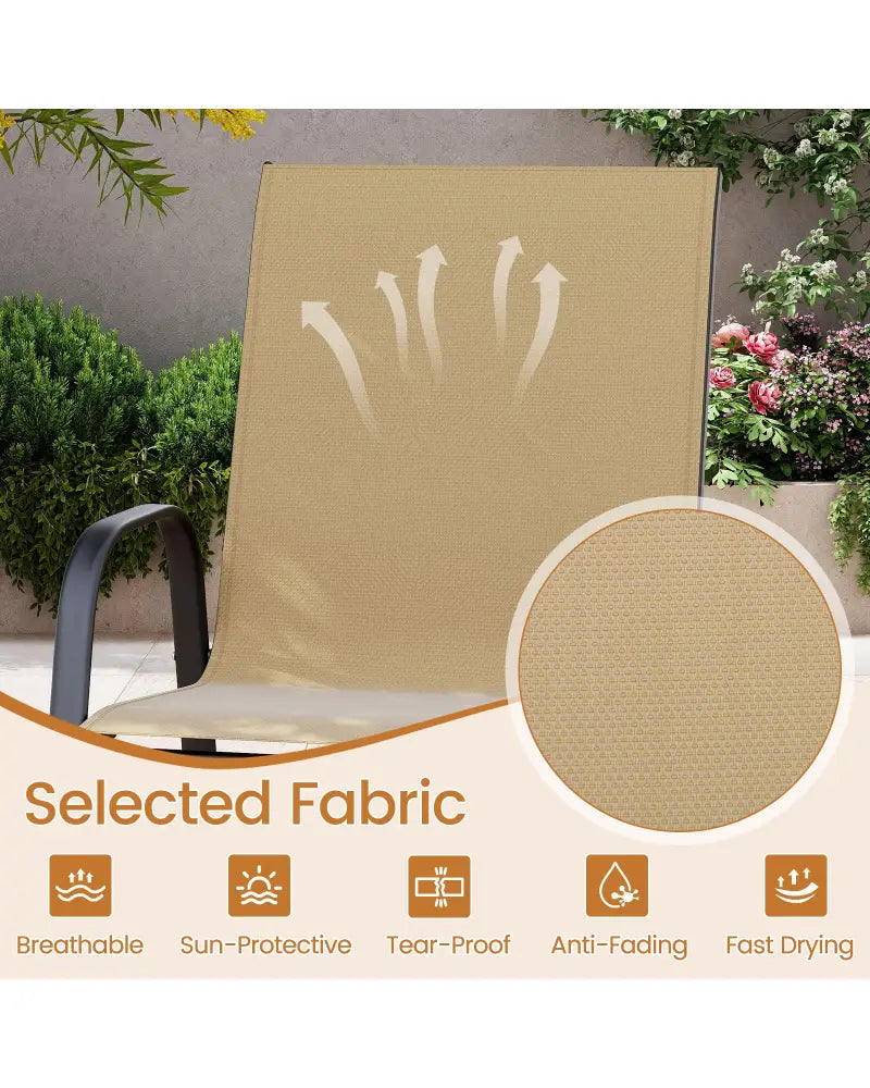 Outdoor Bar Stools Set of 2 29 Inch Fabric Bar Height Stools with Armrests-Beige - Beige - Patio Bar Furniture