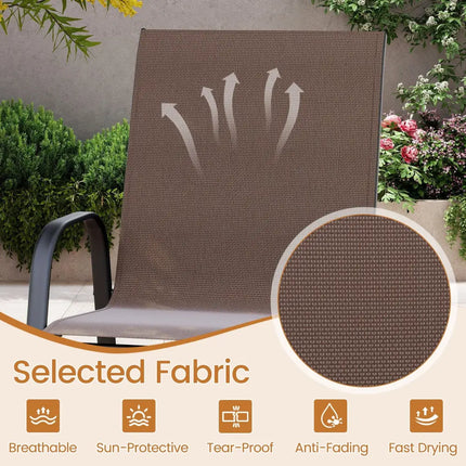Outdoor Bar Stools Set of 2 29 Inch Fabric Bar Height Stools with Armrests-Brown - Brown - Patio Bar Furniture