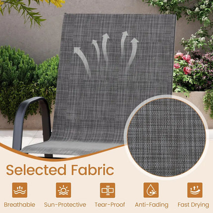 Outdoor Bar Stools Set of 2 29 Inch Fabric Bar Height Stools with Armrests-Grey - Gray - Patio Bar Furniture