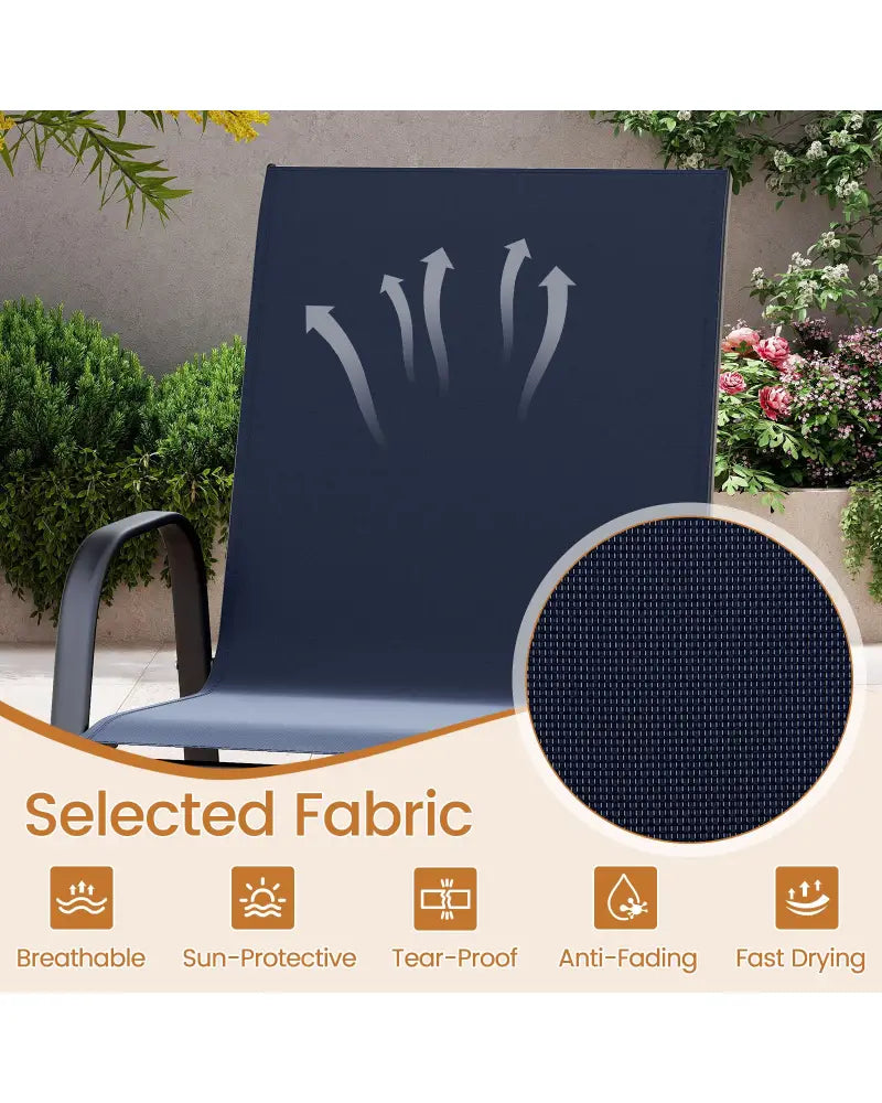 Outdoor Bar Stools Set of 2 29 Inch Fabric Bar Height Stools with Armrests-Navy - Navy - Patio Bar Furniture