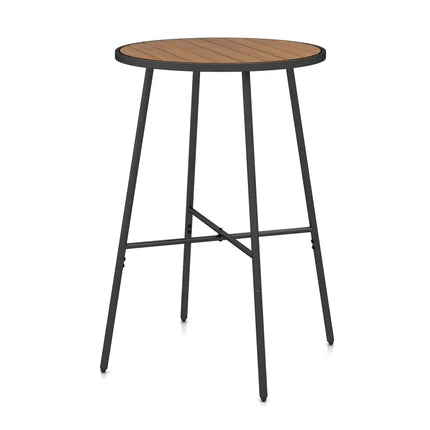 Outdoor Bar Table 41 inch Bar Height Patio Round Table with Acacia Wood Top and Metal Frame - Patio Bar Furniture