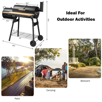 Outdoor BBQ Grill Barbecue Pit Patio Cooker - Black - Outdoor Grills