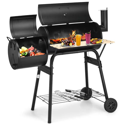 Outdoor BBQ Grill Barbecue Pit Patio Cooker - Black - Outdoor Grills