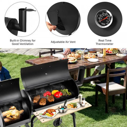 Outdoor BBQ Grill Barbecue Pit Patio Cooker - Black - Outdoor Grills