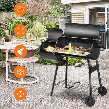 Outdoor BBQ Grill Barbecue Pit Patio Cooker - Black - Outdoor Grills
