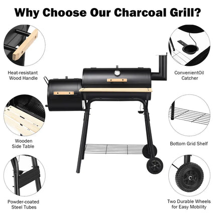 Outdoor BBQ Grill Barbecue Pit Patio Cooker - Black - Outdoor Grills