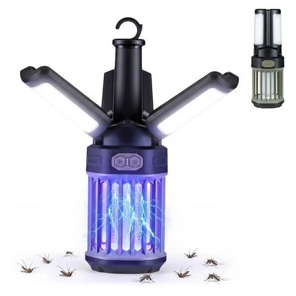 Outdoor Bug Zapper with Foldable Camping Lantern USB-C Rechargeable Electric Mosquito Killer - Camping