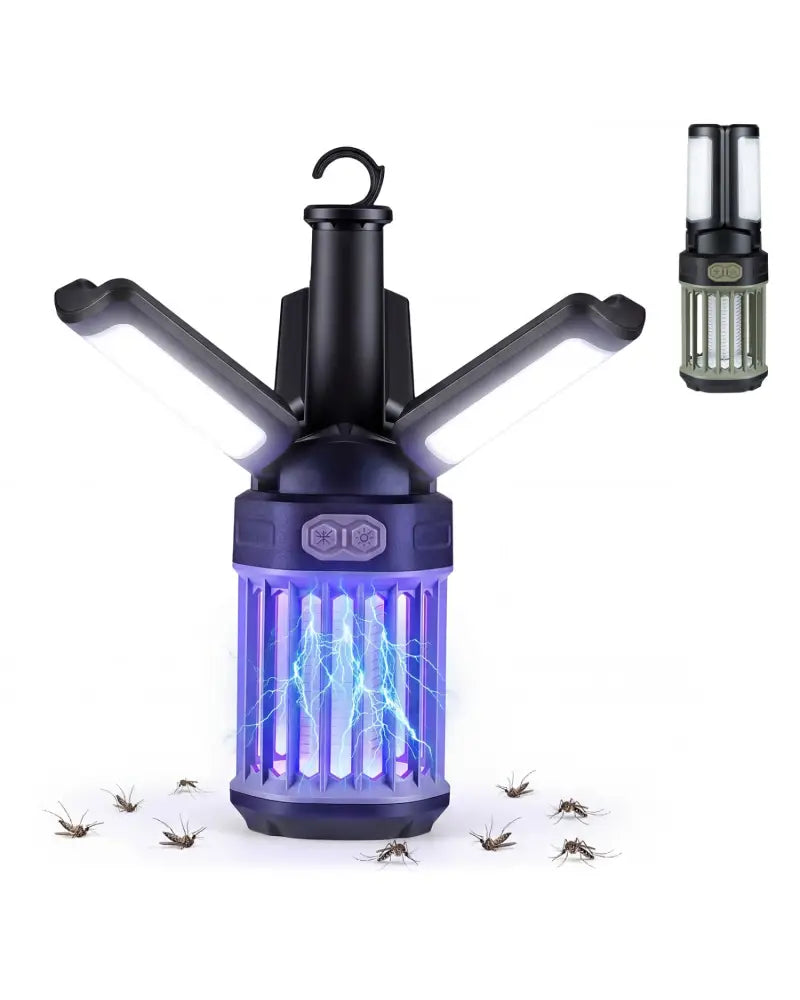 Outdoor Bug Zapper with Foldable Camping Lantern USB-C Rechargeable Electric Mosquito Killer - Camping