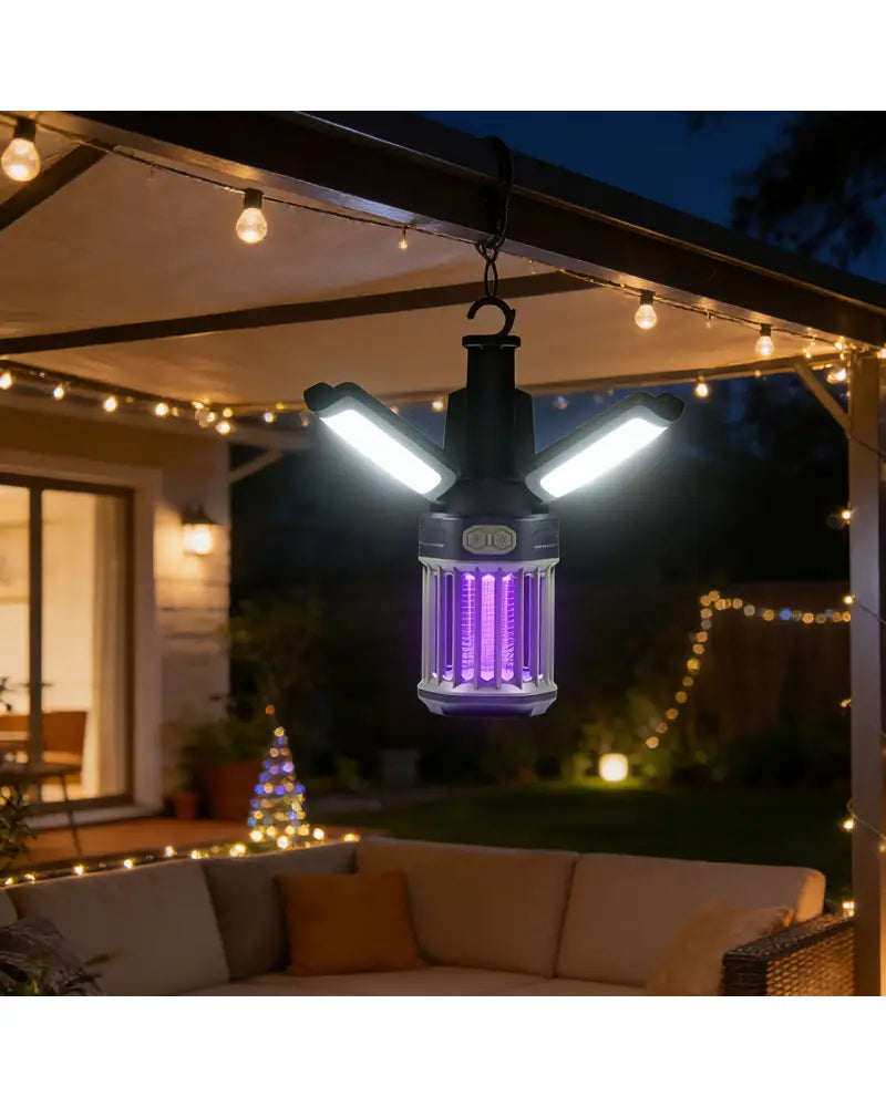 Outdoor Bug Zapper with Foldable Camping Lantern USB-C Rechargeable Electric Mosquito Killer - Camping