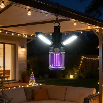 Outdoor Bug Zapper with Foldable Camping Lantern USB-C Rechargeable Electric Mosquito Killer - Camping