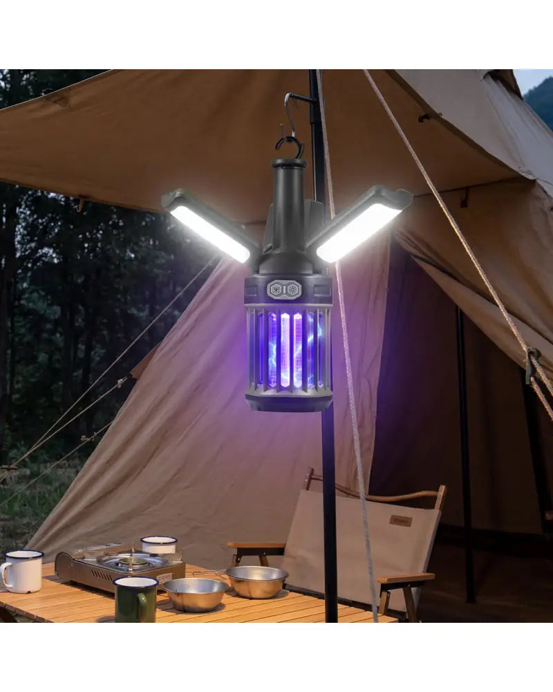 Outdoor Bug Zapper with Foldable Camping Lantern USB-C Rechargeable Electric Mosquito Killer - Camping
